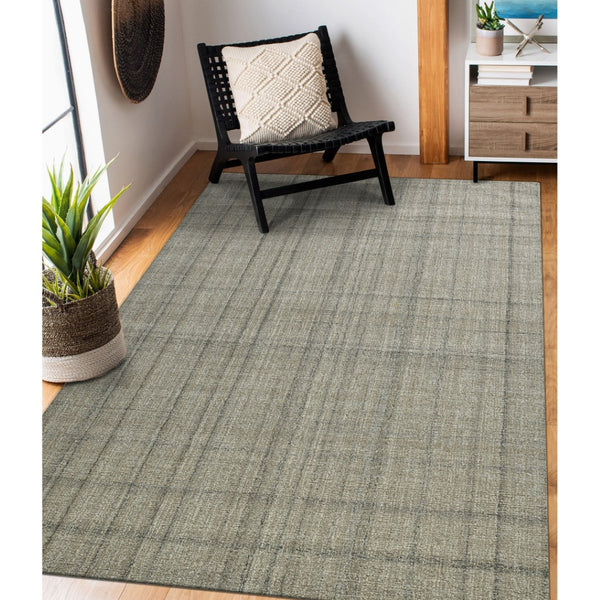 HomeRoots 4' Striped Wool Area Rug in Ivory, Gray & Black – Hand-Woven Artisan Design for Cozy Spaces 5' X 7' 570525