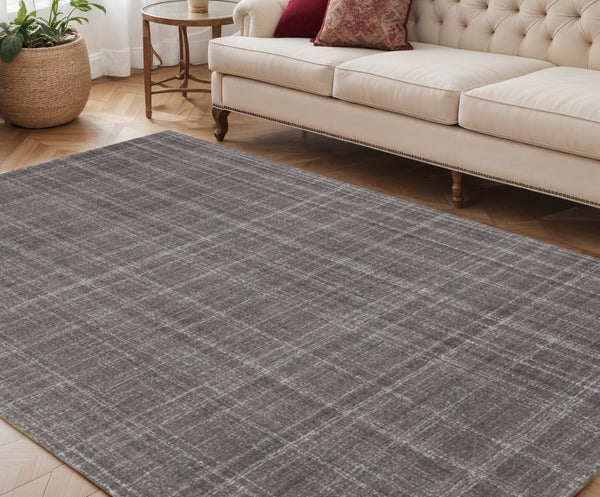HomeRoots 4' Striped Wool Area Rug in Ivory, Gray & Black – Hand-Woven Artisan Design for Cozy Spaces 5' X 7' 570529