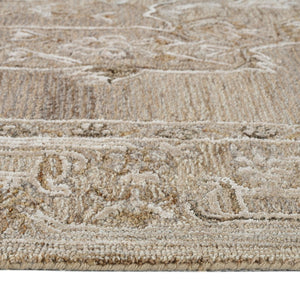 HomeRoots 5' Hand Woven Wool Area Rug with Stripes in Beige, Gray, and Orange - Rustic Charm for Any Space 4' X 6' 570596
