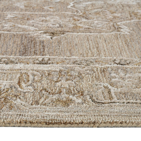 HomeRoots 5' Hand Woven Wool Area Rug with Stripes in Beige, Gray, and Orange - Rustic Charm for Any Space 4' X 6' 570596