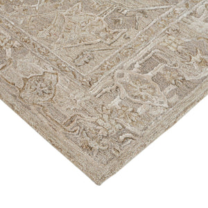 HomeRoots 5' Hand Woven Wool Area Rug with Stripes in Beige, Gray, and Orange - Rustic Charm for Any Space 4' X 6' 570596
