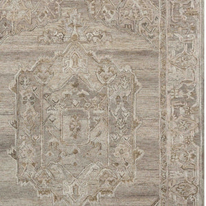 HomeRoots 5' Hand Woven Wool Area Rug with Stripes in Beige, Gray, and Orange - Rustic Charm for Any Space 4' X 6' 570596