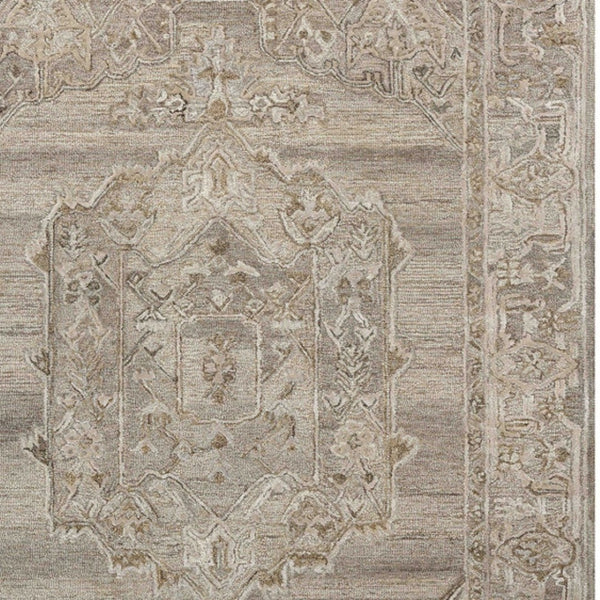 HomeRoots 5' Hand Woven Wool Area Rug with Stripes in Beige, Gray, and Orange - Rustic Charm for Any Space 4' X 6' 570596