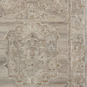 HomeRoots 5' Hand Woven Wool Area Rug with Stripes in Beige, Gray, and Orange - Rustic Charm for Any Space 5' X 7' 570597