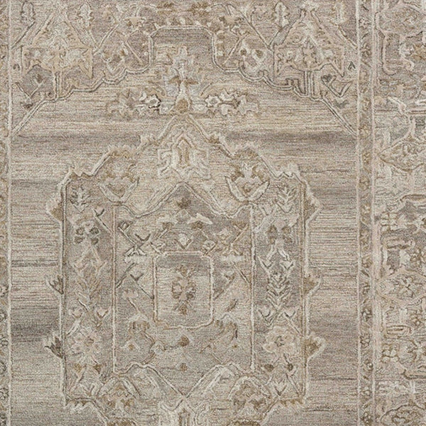 HomeRoots 5' Hand Woven Wool Area Rug with Stripes in Beige, Gray, and Orange - Rustic Charm for Any Space 8' X 10' 570598