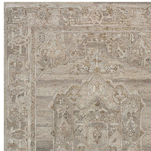 HomeRoots 5' Hand Woven Wool Area Rug with Stripes in Beige, Gray, and Orange - Rustic Charm for Any Space 9' X 13' 570599