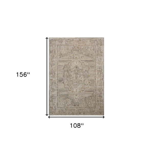 HomeRoots 5' Hand Woven Wool Area Rug with Stripes in Beige, Gray, and Orange - Rustic Charm for Any Space 9' X 13' 570599