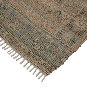 HomeRoots 5' Hand Woven Wool Area Rug with Stripes in Beige, Gray, and Orange - Rustic Charm for Any Space 4' X 6' 570600