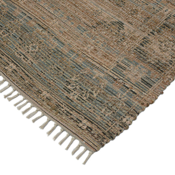 HomeRoots 5' Hand Woven Wool Area Rug with Stripes in Beige, Gray, and Orange - Rustic Charm for Any Space 4' X 6' 570600