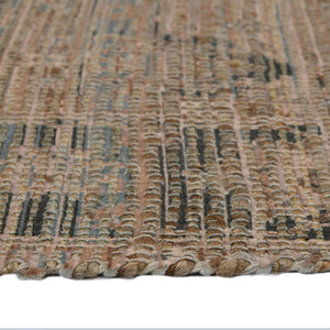 HomeRoots 5' Hand Woven Wool Area Rug with Stripes in Beige, Gray, and Orange - Rustic Charm for Any Space 5' X 7' 570601