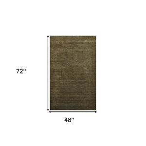 HomeRoots 4' Brown Wool Hand-Woven Area Rug - Artisanal Charm, Soft Comfort, Perfect for Any Space Decor 4' X 6' 570631