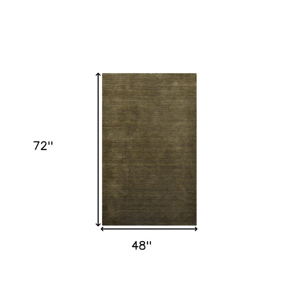 HomeRoots 4' Brown Wool Hand-Woven Area Rug - Artisanal Charm, Soft Comfort, Perfect for Any Space Decor 4' X 6' 570631