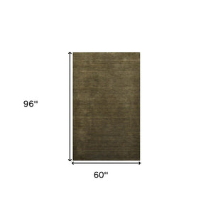 HomeRoots 4' Brown Wool Hand-Woven Area Rug - Artisanal Charm, Soft Comfort, Perfect for Any Space Decor 5' X 8' 570632