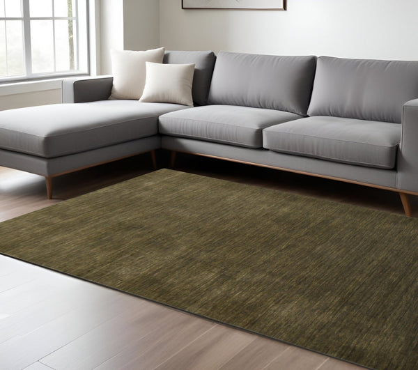HomeRoots 4' Brown Wool Hand-Woven Area Rug - Artisanal Charm, Soft Comfort, Perfect for Any Space Decor 8' X 10' 570633