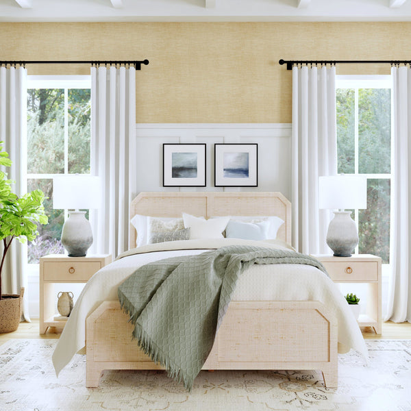 Butler Specialty Bar Harbor Queen Raffia Panel Bed - Hand-woven Elegance With Natural Textures For Sophisticated Style Natural Gmelina Arborea Wood,Mdf,Saguran Raffia 5706362-butler