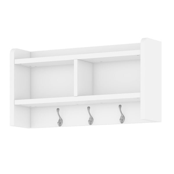 English Elm 4-in-1 Hall Tree with Bench, 7 Hooks, 2 Cabinets & 4 Drawers for Entryway Storage and Seating White W1580S00090