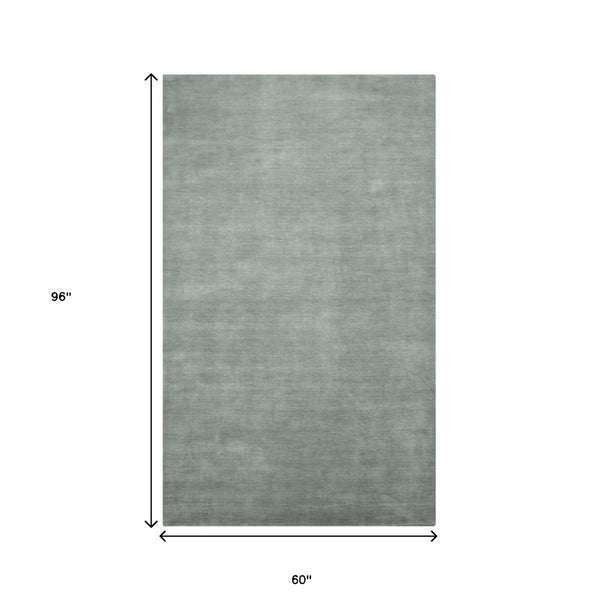 HomeRoots 4' Gray Wool Hand-Woven Area Rug – Artisanal Comfort and Style for Cozy Spaces and Entryways 5' X 8' 570644