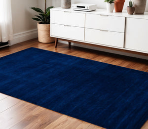 HomeRoots 4' Hand Woven Navy Blue Wool Area Rug - Timeless Style and Comfort for Any Space, Durable & Unique 4' X 6' 570649