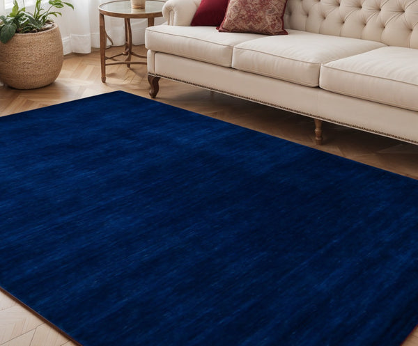 HomeRoots 4' Hand Woven Navy Blue Wool Area Rug - Timeless Style and Comfort for Any Space, Durable & Unique 5' X 8' 570650