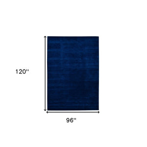 HomeRoots 4' Hand Woven Navy Blue Wool Area Rug - Timeless Style and Comfort for Any Space, Durable & Unique 8' X 10' 570651