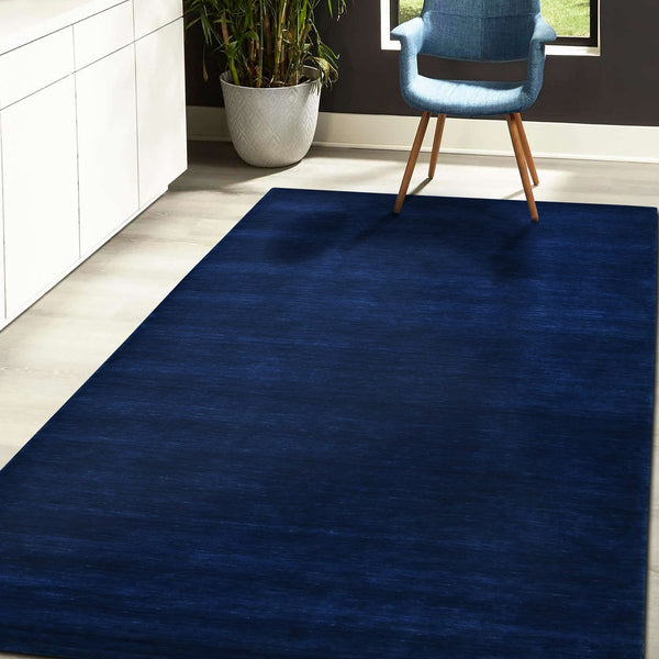 HomeRoots 4' Hand Woven Navy Blue Wool Area Rug - Timeless Style and Comfort for Any Space, Durable & Unique 9' X 12' 570652