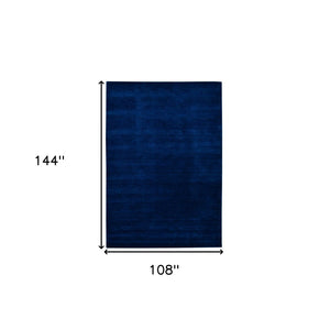 HomeRoots 4' Hand Woven Navy Blue Wool Area Rug - Timeless Style and Comfort for Any Space, Durable & Unique 9' X 12' 570652