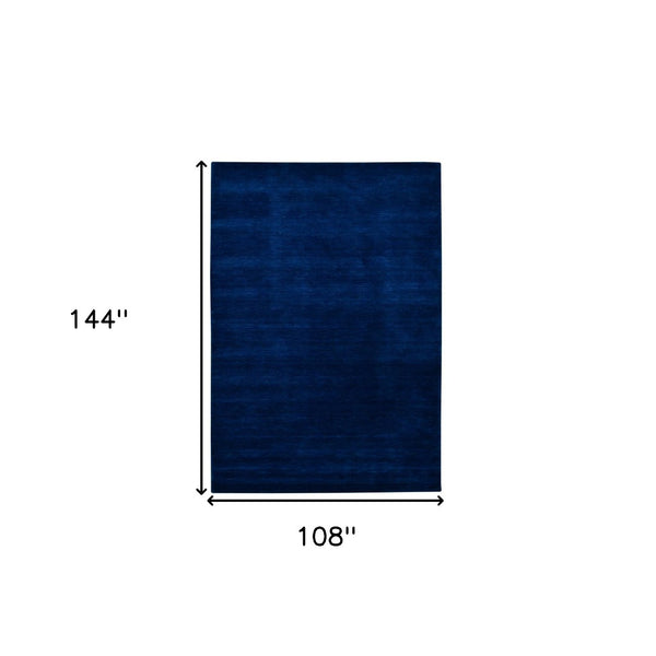 HomeRoots 4' Hand Woven Navy Blue Wool Area Rug - Timeless Style and Comfort for Any Space, Durable & Unique 9' X 12' 570652