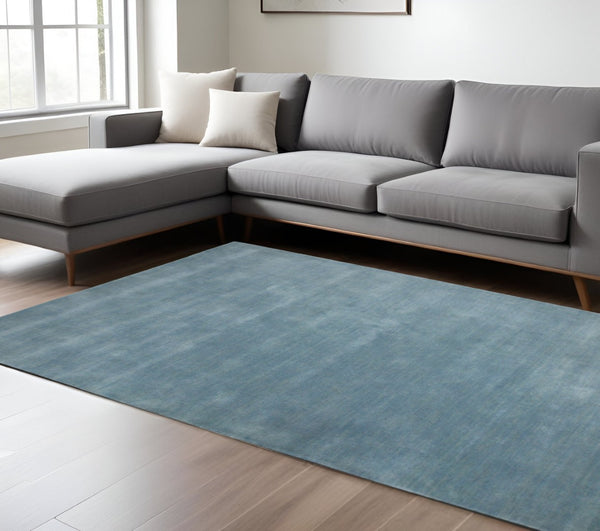 HomeRoots 4' Light Blue Hand-Woven Wool Area Rug - Luxurious, Durable, and Perfect for Any Room Decor 8' X 10' 570657