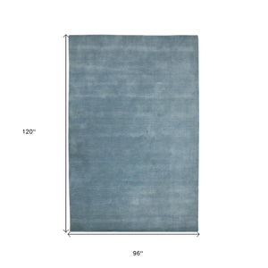 HomeRoots 4' Light Blue Hand-Woven Wool Area Rug - Luxurious, Durable, and Perfect for Any Room Decor 8' X 10' 570657