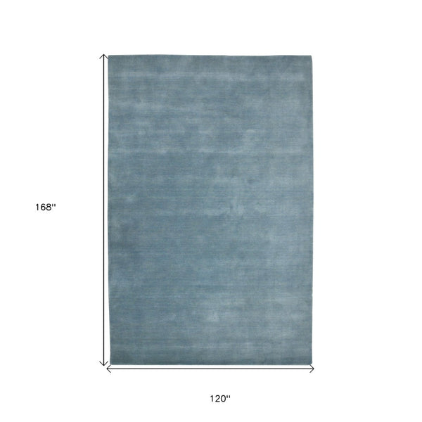 HomeRoots 4' Light Blue Hand-Woven Wool Area Rug - Luxurious, Durable, and Perfect for Any Room Decor 10' X 14' 570659