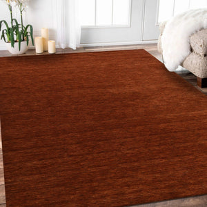 HomeRoots 5' Hand-Woven Red Wool Area Rug - Artisanal Craftsmanship, Plush Comfort, and Timeless Style for Your Home 5' X 8' 570661
