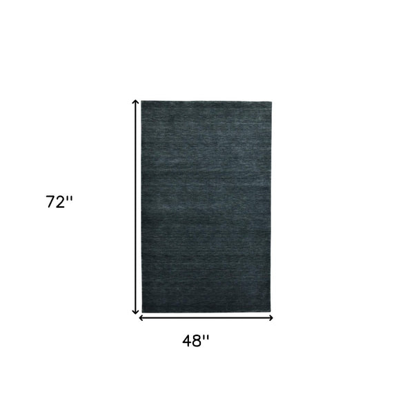 HomeRoots 4' Hand-Woven Dark Gray Wool Area Rug – Artisan Crafted Luxury for Entryways and Cozy Spaces 4' X 6' 570664