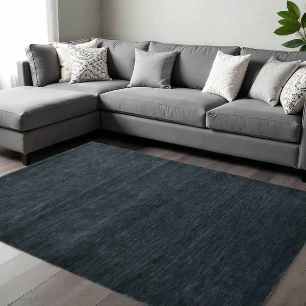 HomeRoots 4' Hand-Woven Dark Gray Wool Area Rug – Artisan Crafted Luxury for Entryways and Cozy Spaces 8' X 10' 570666