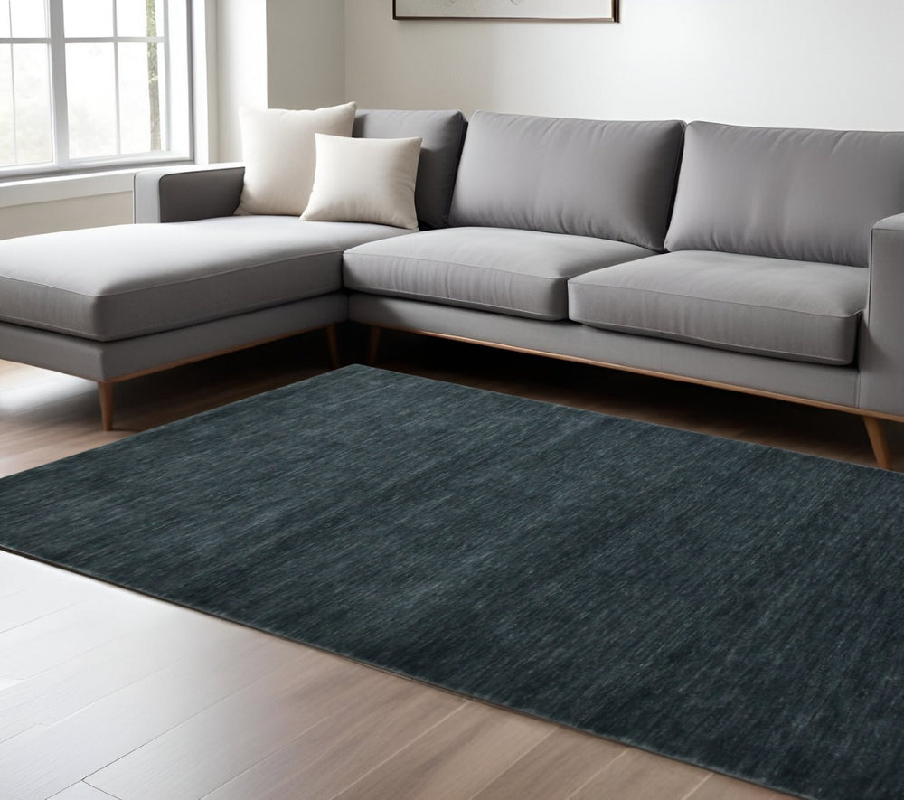 HomeRoots 4' Hand-Woven Dark Gray Wool Area Rug – Artisan Crafted Luxury for Entryways and Cozy Spaces 9' X 12' 570667