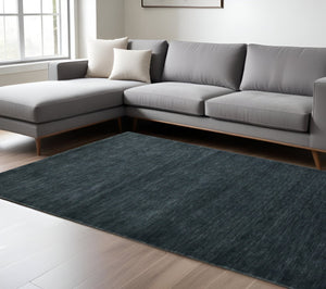 HomeRoots 4' Hand-Woven Dark Gray Wool Area Rug – Artisan Crafted Luxury for Entryways and Cozy Spaces 9' X 12' 570667