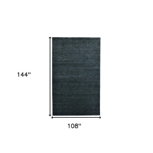 HomeRoots 4' Hand-Woven Dark Gray Wool Area Rug – Artisan Crafted Luxury for Entryways and Cozy Spaces 9' X 12' 570667