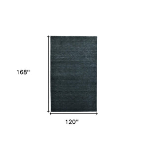 HomeRoots 4' Hand-Woven Dark Gray Wool Area Rug – Artisan Crafted Luxury for Entryways and Cozy Spaces 10' X 14' 570668