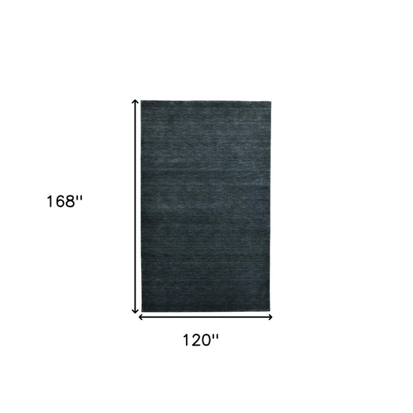 HomeRoots 4' Hand-Woven Dark Gray Wool Area Rug – Artisan Crafted Luxury for Entryways and Cozy Spaces 10' X 14' 570668