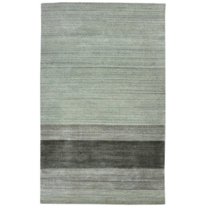 HomeRoots 2' Hand Woven Wool Striped Area Rug in Gray and Light Green – Timeless Comfort for Any Space 4' X 6' 570670