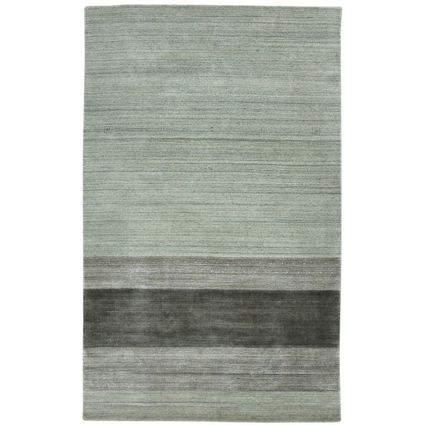 HomeRoots 2' Hand Woven Wool Striped Area Rug in Gray and Light Green – Timeless Comfort for Any Space 5' X 8' 570671