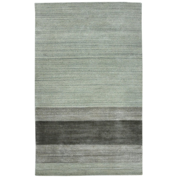 HomeRoots 2' Hand Woven Wool Striped Area Rug in Gray and Light Green – Timeless Comfort for Any Space 9' X 12' 570673