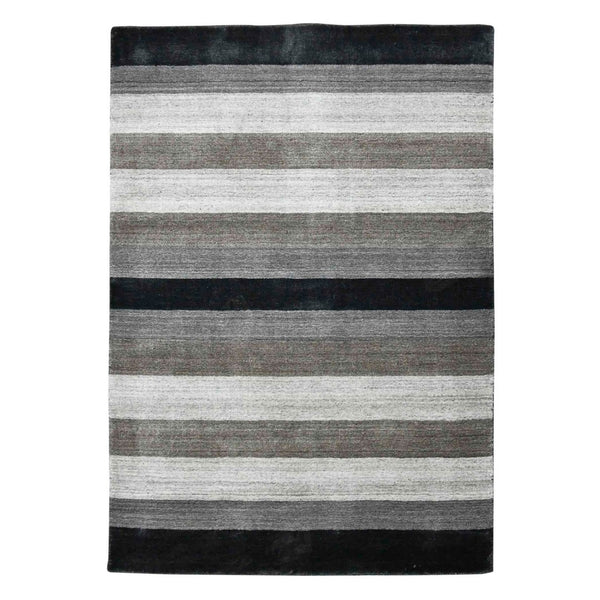 HomeRoots 2' Hand Woven Black and Gray Wool Striped Area Rug for Cozy Spaces - Artisan Crafted Elegance 2' X 3' 570675