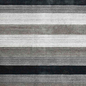 HomeRoots 2' Hand Woven Black and Gray Wool Striped Area Rug for Cozy Spaces - Artisan Crafted Elegance 4' X 6' 570676