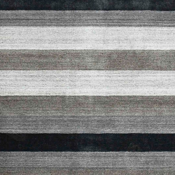 HomeRoots 2' Hand Woven Black and Gray Wool Striped Area Rug for Cozy Spaces - Artisan Crafted Elegance 4' X 6' 570676