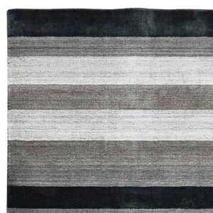 HomeRoots 2' Hand Woven Black and Gray Wool Striped Area Rug for Cozy Spaces - Artisan Crafted Elegance 4' X 6' 570676