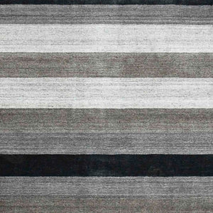 HomeRoots 2' Hand Woven Black and Gray Wool Striped Area Rug for Cozy Spaces - Artisan Crafted Elegance 5' X 8' 570677