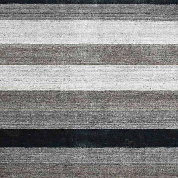 HomeRoots 2' Hand Woven Black and Gray Wool Striped Area Rug for Cozy Spaces - Artisan Crafted Elegance 5' X 8' 570677