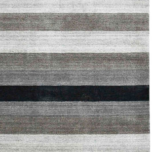 HomeRoots 2' Hand Woven Black and Gray Wool Striped Area Rug for Cozy Spaces - Artisan Crafted Elegance 5' X 8' 570677