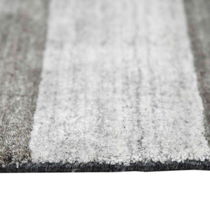 HomeRoots 2' Hand Woven Black and Gray Wool Striped Area Rug for Cozy Spaces - Artisan Crafted Elegance 8' X 10' 570678