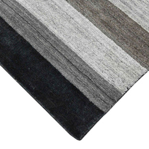 HomeRoots 2' Hand Woven Black and Gray Wool Striped Area Rug for Cozy Spaces - Artisan Crafted Elegance 8' X 10' 570678
